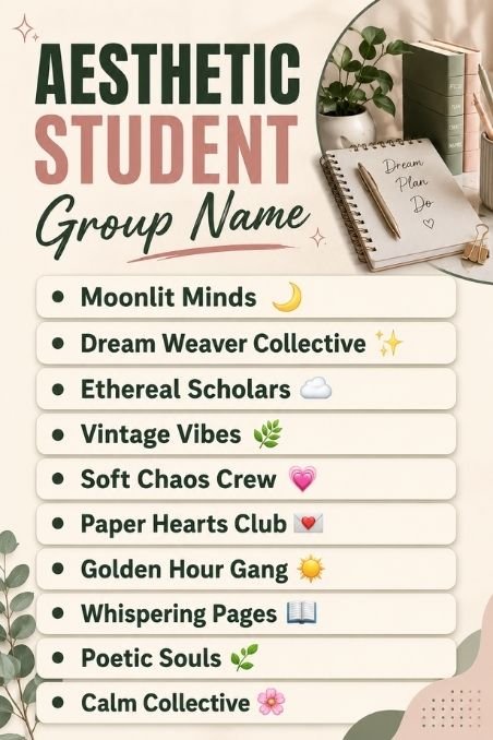 Aesthetic Student Group Name