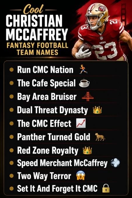 Cool Christian McCaffrey Fantasy Football Team Names