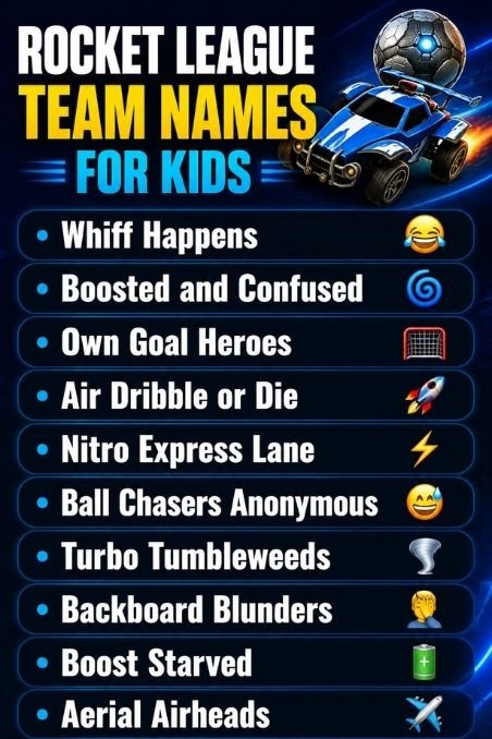 Rocket League Team Names For Kids