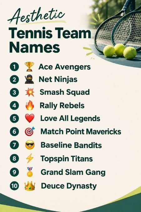 Aesthetic Tennis Team Names
