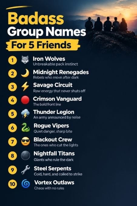 Badass Group Names For 5 Friends