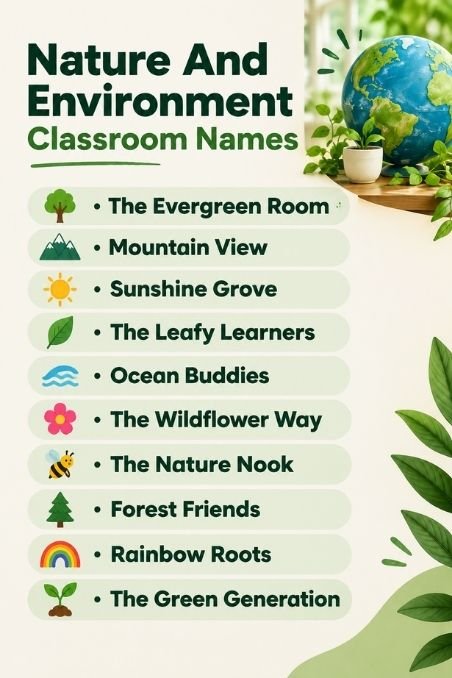 Nature And Environment Classroom Names