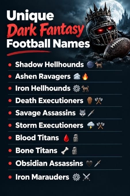 Unique Dark Fantasy Football Names